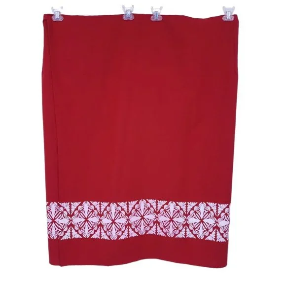 VTG 80s Red Hawaiian Puff Sleeve Square Neck Blouse Wrap Skirt Set Plus Size 5X - Picture 8 of 11